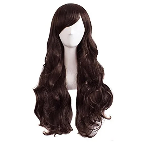 Miniatura 11 de MapofBeauty - Encantadora peluca larga y rizada para mujer, 28 pulgadas (70 cm), negro