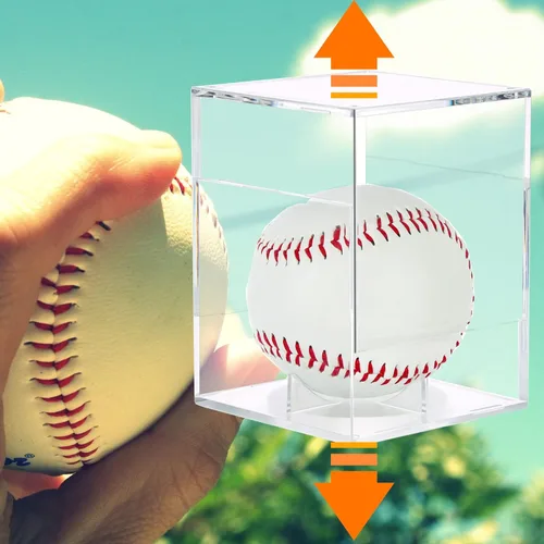 Miniatura 4 de Paquete de 8 vitrinas de béisbol, caja de béisbol, soporte cuadrado de acrílico con protección UV, para pelota