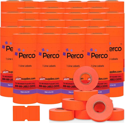 Miniatura 20 de Etiquetas azules Perco de 1 línea - 8 rollos, 1 funda, 8,000 etiquetas en blanco para pistolas de precio y fecha de 1 línea Perco - Fabricadas