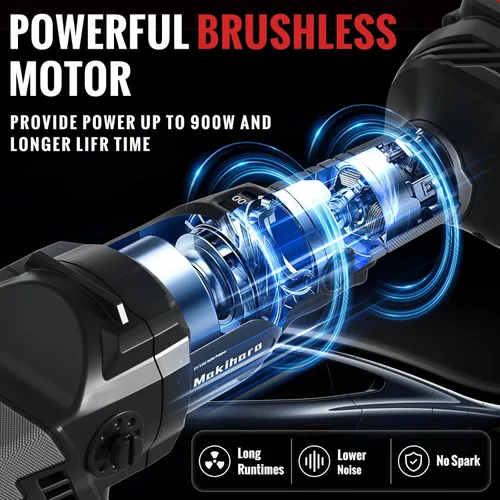 Miniatura 3 de Pulidora de almohadillas inalámbrica de 5 pulgadas, pulidora orbital aleatoria para automóvil, 6 velocidades variables de 1000-5200 RPM