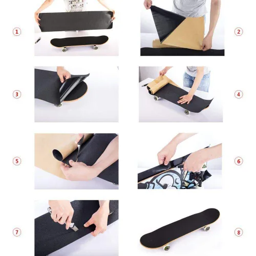 Miniatura 4 de ZUEXT - Rollo de cinta de agarre negra de 11 pulgadas por 60 pies, impermeable, sin burbujas, cinta de agarre para patineta, papel de lija