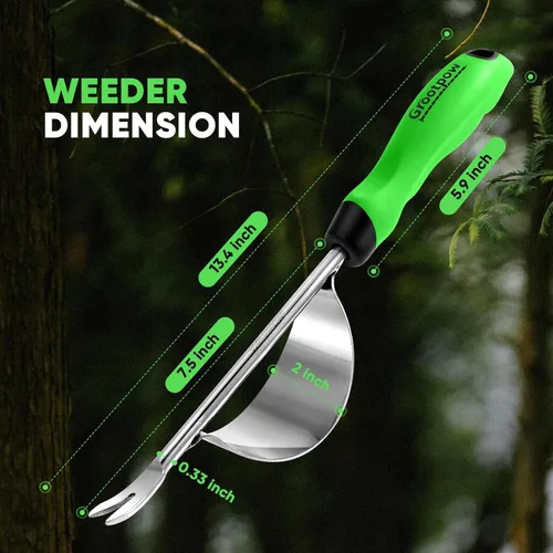 Miniatura 6 de Grootpow HW1 - Herramienta de desmalezadora manual con mango ergonómico para jardín, herramienta de desbrozadora de diente de león con horquillas