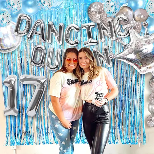 Miniatura 6 de 37 PIEZAS Bailarina Reina 17 Globos Bailarina Reina Decoraciones de Fiesta Mamma Mia 17 Cumpleaños Decoración Plata Azul 17 Decoración de Cumpleaños