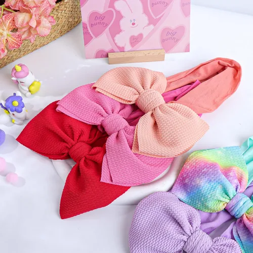 Miniatura 8 de YanJie Diademas para bebé, hechas a mano, de nailon, elásticas, con lazos para el pelo, para recién nacidos, niñas, niños pequeños y niños en negro