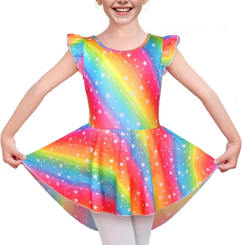 Miniatura 43 de LUOUSE Elegante leotardo de ballet para niñas con falda, mangas con volantes y volantes, perfecto para baile y gimnasia