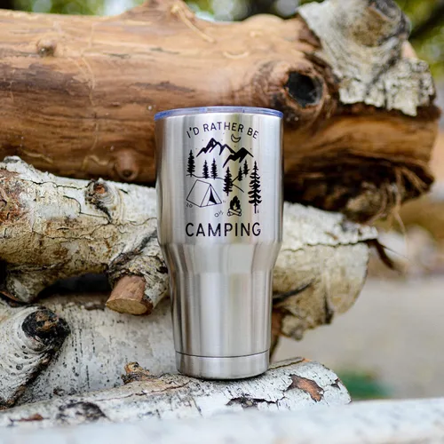 Miniatura 7 de Divertido regalo de campamento para hombres al aire libre, vaso aislado de acero inoxidable con tapa, (30 onzas) – Taza para viajes de caravana, día