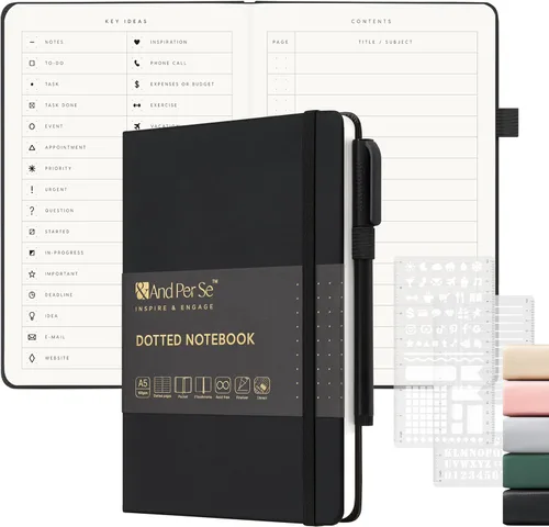 Miniatura 49 de &And Per Se Juego de diario y bolígrafo forrados (3 paquetes), cuaderno de tapa dura de cuero A5 con bolígrafo y juego de papelería, 160 páginas
