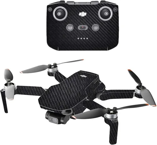 Miniatura 5 de MightySkins - Drone portátil de fibra de carbono compatible con DJI Mini 2, negro abstracto, acabado de fibra de carbono texturizado protector