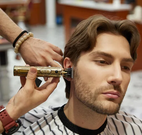 Miniatura 3 de VAGARY Cortapelos eléctrico profesional para hombres, recortadora de pelo de barba con cuchilla en T, cortadora de pelo eléctrica inalámbrica