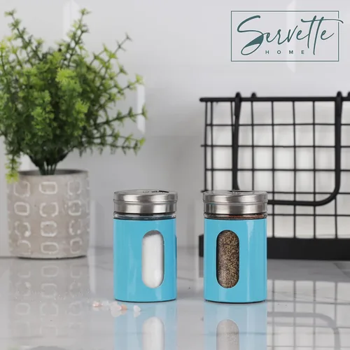 Miniatura 2 de Aqua Salt Pepper Shakers Retro Spice Jars - Juego de 2