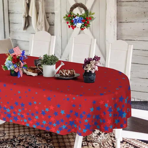 Miniatura 28 de Mantel rectangular de Navidad de 60 x 84 pulgadas, mantel de decoración navideña de alce, poliéster, impermeable y resistente a las arrugas, mantel