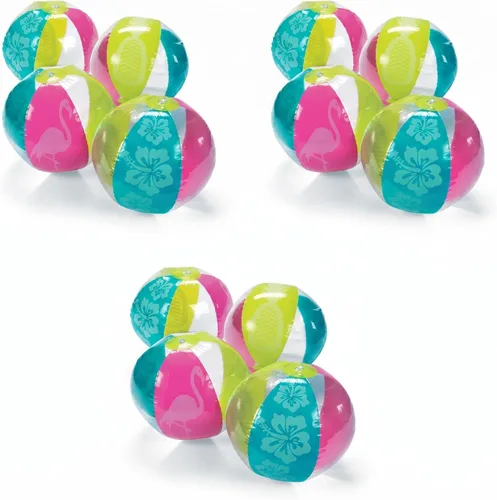 Fun Express Juguetes de piscina - Pelotas de playa paquete de 12 – Juego de bolas inflables tropicales para niños de 4 a 8 años | Juguetes acuáticos