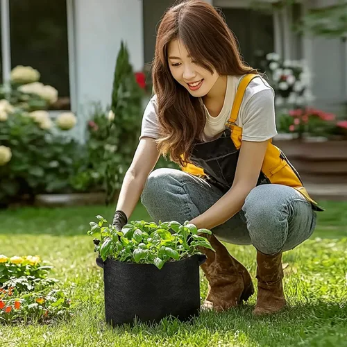Miniatura 7 de T4U Bolsas de cultivo de 3 galones, bolsas de cultivo mejoradas con asas, macetas de tela no tejida gruesa de alta resistencia, macetas de 3 galones