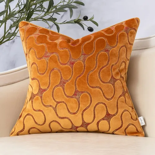 Miniatura 9 de Yangest Funda de Almohada Decorativa Cuadrada Beige de Terciopelo Ondulado, Funda de Cojín Moderna con Cremallera para Sofá, Sofá de Dos Plazas