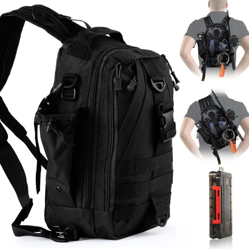 Aertiavty Mochila de pesca, bolsa de pesca con caja de aparejos, bolsa de aparejos de pesca compacta, mochila de aparejos de pesca con soporte para