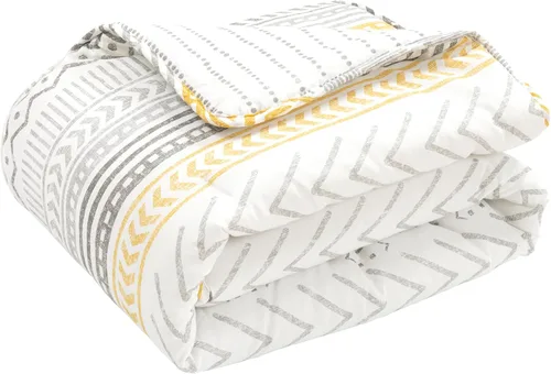 Miniatura 7 de Lush Decor Hygge Geo - Manta reversible de algodón, 50 pulgadas de ancho x 60 pulgadas de largo, color amarillo y gris, manta para cama, manta