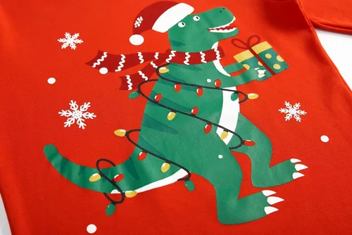 Miniatura 4 de Pijamas de Navidad para niños pequeños y niñas, 100% algodón, dinosaurio, estrellado, ropa de dormir de manga larga, 2 piezas, ropa para niños