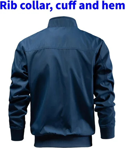 Miniatura 2 de TLZC Chaqueta casual para hombre, cortavientos para exteriores, ligera, softshell