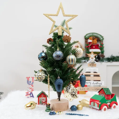 Miniatura 5 de Juego de 110 adornos de bolas de Navidad, adornos de Navidad surtidos azules y dorados para árbol de Navidad, bolas de plástico irrompibles