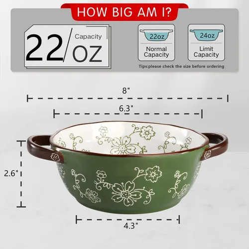 Miniatura 2 de AVLA Paquete de 4 cuencos de sopa de cerámica, 22 onzas de porcelana con doble asa, grandes Crocks de cerámica para sopa de cebolla francesa