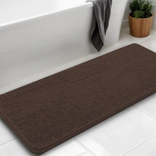 Miniatura 12 de Alfombras de baño en forma de U, alfombras de baño de felpilla súper absorbentes y respaldo antideslizante de PVC fuerte para inodoros, lavables a