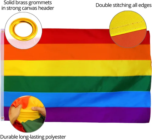 Miniatura 2 de Anley Fly Breeze - Bandera de arcoíris de 3 x 5 pies, color vivo y a prueba de decoloración, cabecera de lona y doble costura, bandera LGBT