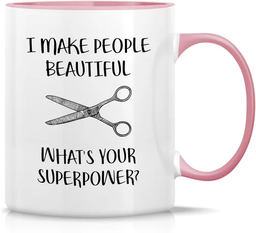 Miniatura 11 de Retreez Taza divertida – Taza de café de cerámica de 11 onzas con texto en inglés "I Make People Beautiful Hairstylist Hairdresser" de 11 onzas