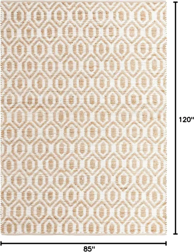 Miniatura 2 de Unique Loom Chindi Jute Collection - Alfombra rectangular de 7 pies 1 pulgada x 10 pies, color blanco y natural blanco (White/Natural)