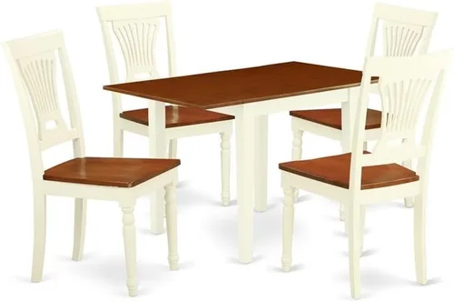 Miniatura 11 de East West Furniture NDPL3-BCH-W - Juego de mesa de comedor moderno de 3 piezas que contiene una mesa rectangular de madera con gotas y 2 sillas