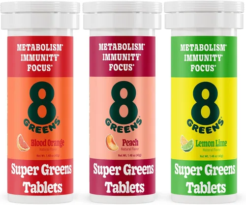 8Greens Supergreens Tabletas | Polvo de Super Greens Superalimento Tableta, Metabolismo Inmunidad y Enfoque, Tabletas Efervescentes de Verduras