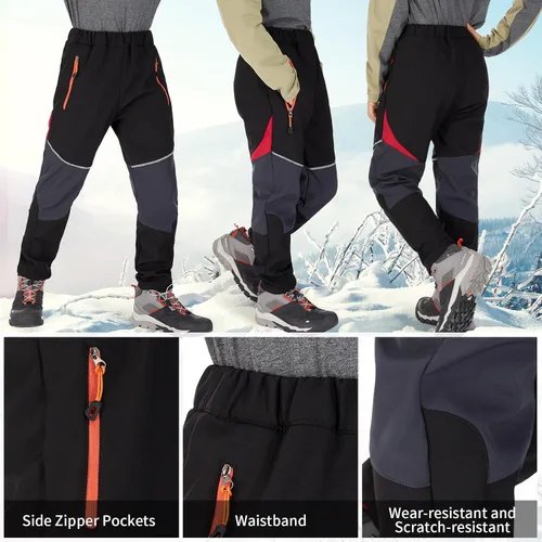 Miniatura 5 de Toomett Pantalones cargo de nieve para niños, niñas y niños al aire libre con forro polar suave Shell senderismo pesca esquí pantalones aislados