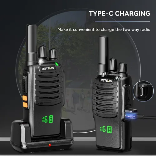Miniatura 3 de Walkie Talkies Retevis H-777H, pantalla irrompible oculta, pantalla de canal, FRS portátil, linterna LED, carga USB-C, alarma de emergencia, manos