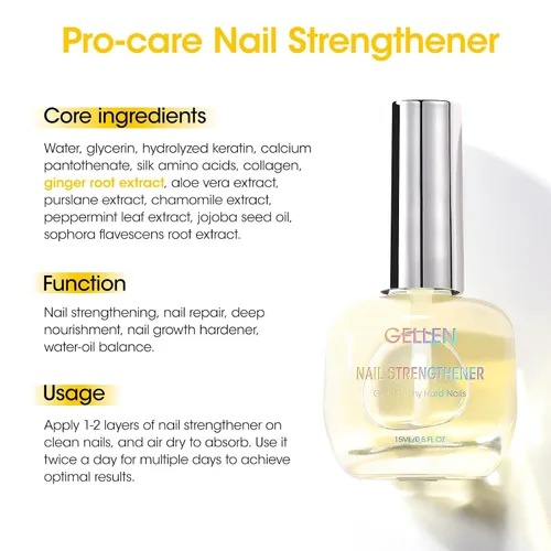 Miniatura 2 de GELLEN Pro Care Fortalecedor de Uñas de Jengibre, Tratamiento de Suero de Jengibre, 8-EN-1 Reparador de Uñas Transparente de Secado al Aire