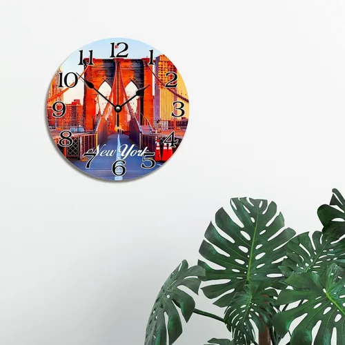 Miniatura 22 de Reloj de pared con paisaje urbano de Nueva York, Estados Unidos, reloj de pared grande de viaje, funciona con pilas, 9 pulgadas, silencioso
