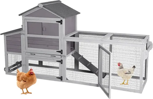 Miniatura 7 de Gallinero para 2-4 pollos expandible casa de pollo móvil para exteriores con ruedas, bandeja extraíble sin fugas, caja de anidación para gallinero