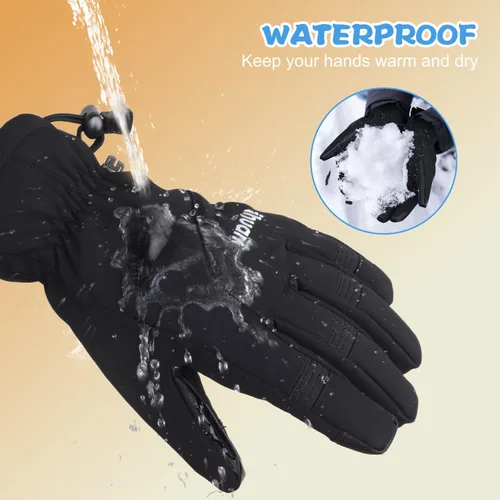 Miniatura 7 de ihuan Guantes de esquí impermeables de invierno para niños, para snowboard, pantalla táctil, guantes de ciclismo para niños y niñas como relleno