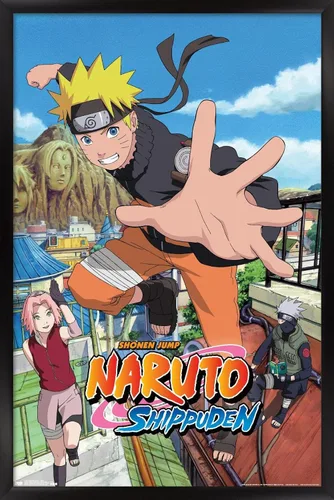 Miniatura 8 de Trends International Naruto Shippuden - Póster de pared de salto, 14.725 x 22.375 pulgadas, versión enmarcada de madera de granero