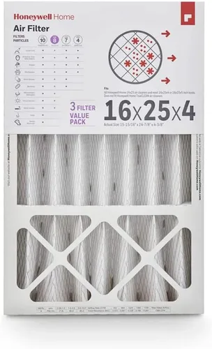 Miniatura 3 de Honeywell Home 16x25x4 MERV 8, filtro de aire para caldera/aire acondicionado, paquete de 3 unidades (CF408F1625-3PKAM)