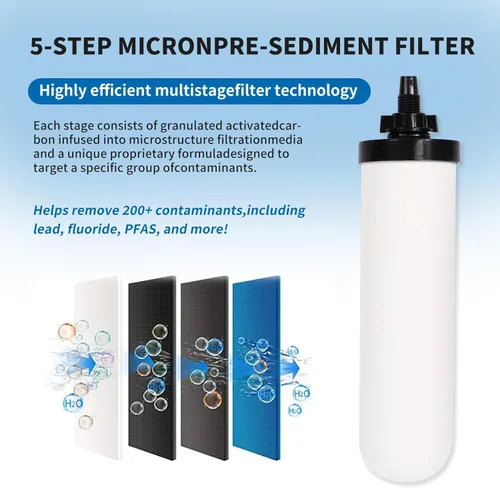 Miniatura 5 de Paquete de 2 velas de filtro de agua de cerámica de 7 pulgadas, filtros de repuesto de filtro de agua de 7 pulgadas con carbón activado para sistema