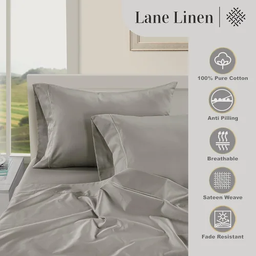 Miniatura 73 de Lane Linen Juego de 2 fundas de almohada 100 % de algodón, tamaño estándar, se adapta a almohadas estándar y Queen, fundas de almohada lujosas
