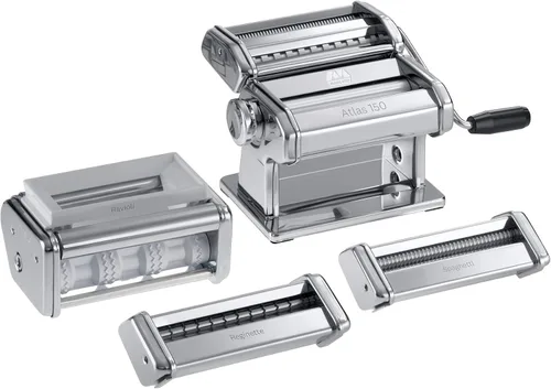 MARCATO Made in Italy Multipast - Juego de regalo de 4 piezas para hacer pasta. Incluye máquina clásica Atlas 150 para pasta + raviolis + espaguetis