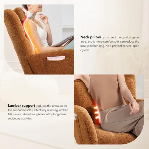 Miniatura 6 de Mecedora para guardería, mecedora tapizada para bebé, silla de lectura con respaldo alto, sillas cómodas para sala de estar, dormitorio, enfermería