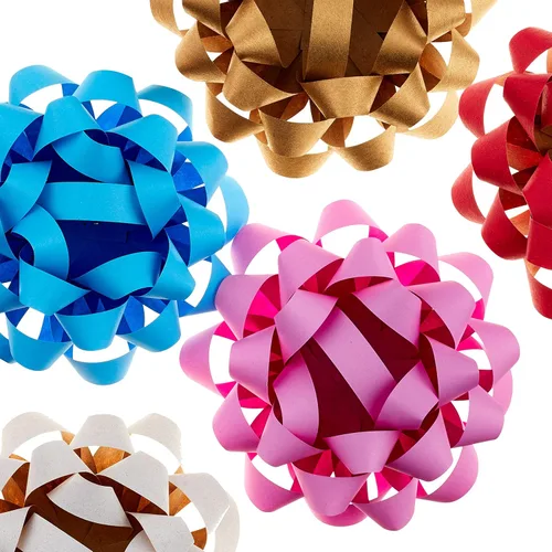 Miniatura 6 de Hallmark Lazos de regalo de papel kraft (5 lazos: dorado, blanco, azul, rojo, rosa) para cumpleaños, graduaciones, baby showers, regalos y más