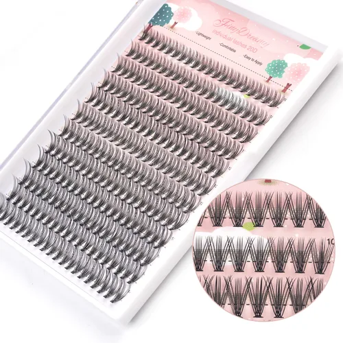 Extensiones de pestañas 20D, 240 extensiones de pestañas individuales, pestañas en racimo de volumen, longitudes mixtas de 0.394-0.551 in, 20