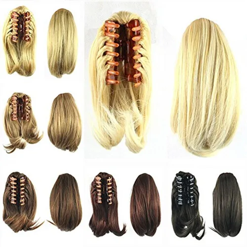 Miniatura 4 de S_SSOY Extensión de pelo sintético de 10 pulgadas para mujer, con clip de garra recta corta, cola de caballo, extensión de pelo sintético para niña