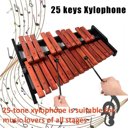 Miniatura 2 de ENNBOM Instrumento de percusión profesional de xilófono portátil Glockenspiel de madera de 25 teclas con mazos y bolsa de transporte