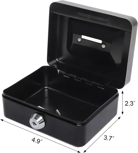 Miniatura 6 de Caja de dinero pequeña con cerradura y ranura, caja de dinero para efectivo, alcancía para niños, color negro