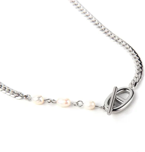 Miniatura 5 de DASIQI Collares para mujer, letras dobles D, perlas de agua dulce, empalme de perlas, cierres de palanca OT de 15 pulgadas, cadena plana