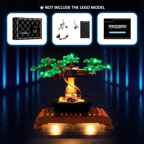 Miniatura 5 de YEABRICKS Kit de luz LED para Lego – Creator Expert Bonsai (verde) modelo de bloques de construcción, juego de luces LED compatible con 10281