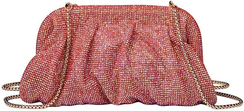 MOISTRI Bolso de noche con diamantes de imitación para mujer, bolso de hombro brillante para fiesta, bolso cruzado de boda